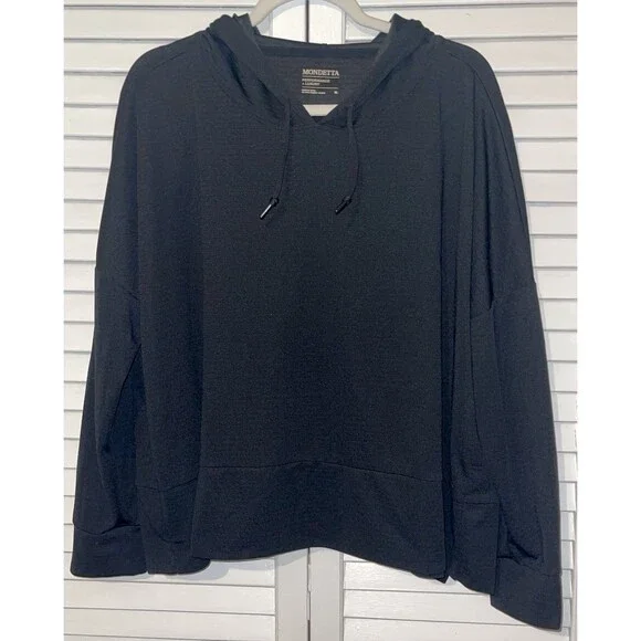 Mondetta Hoodie Pullover Black Slit Hems Women’s Size XL - Picture 1 of 9